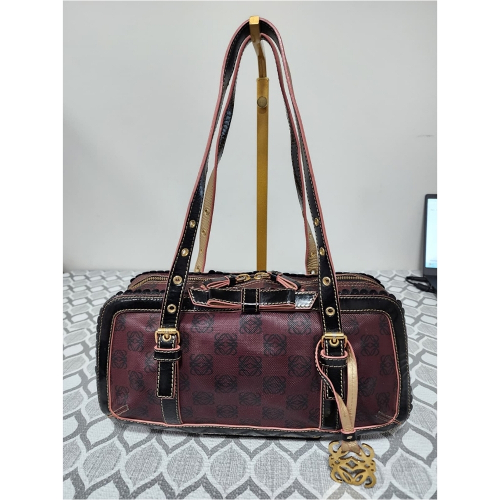 Loewe Momogram PVC and Patent Leather Shoulder Bag Purple/Black